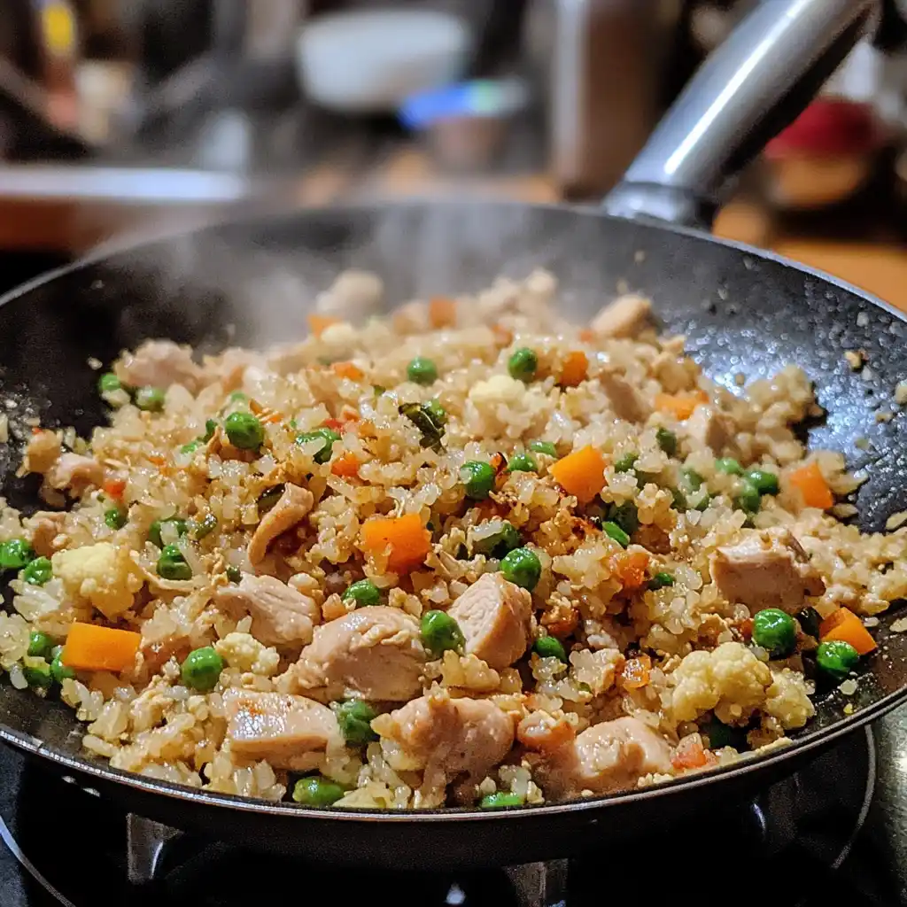 Chicken cauliflower low-carb fried rice recipe