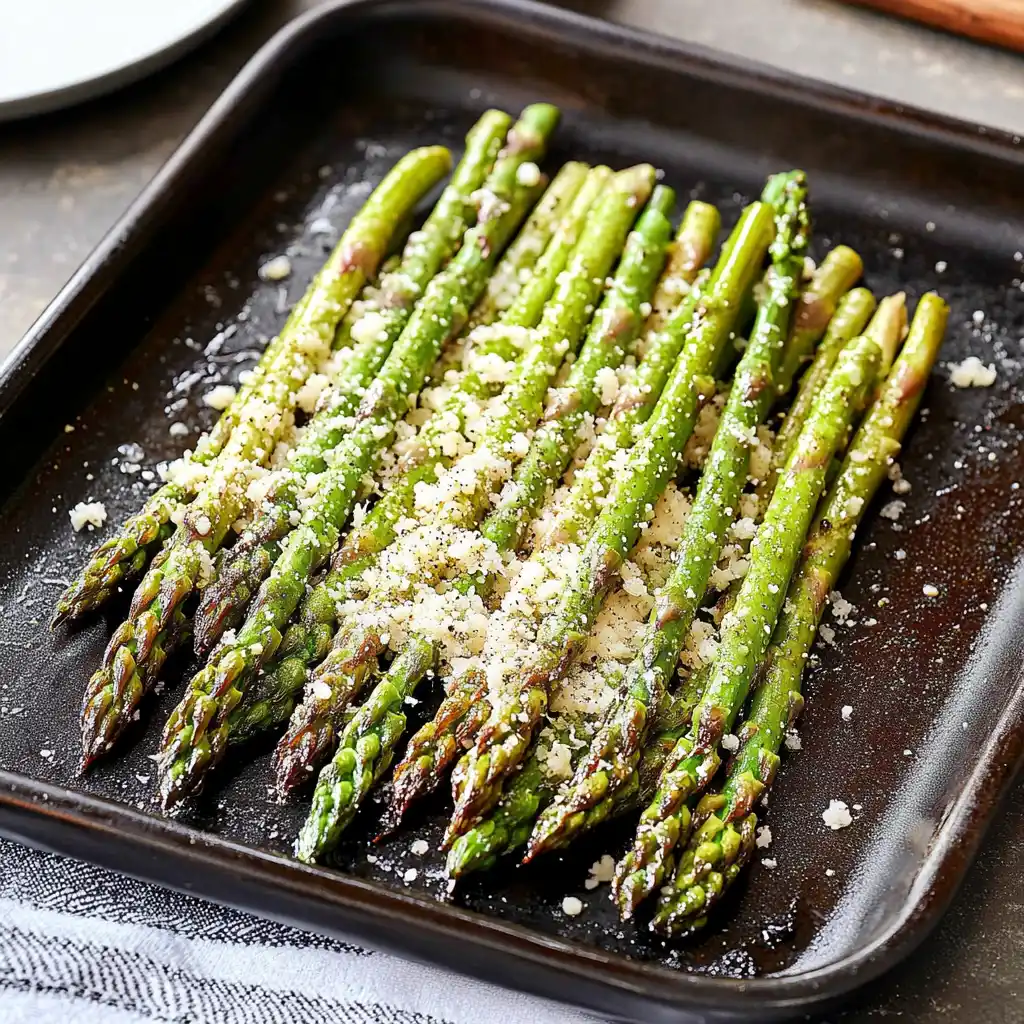 Prepping fresh asparagus spears for roasting