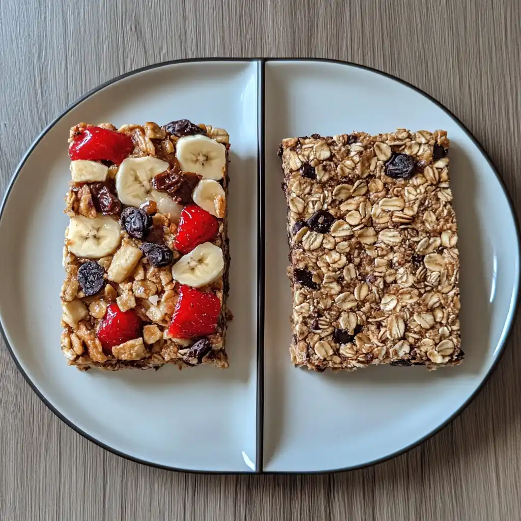 baked vs no-bake banana trail mix breakfast bars