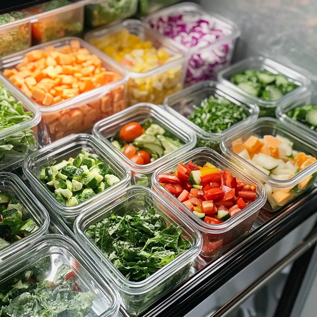 ABC Salad Recipe stored in fridge-ready meal prep containers