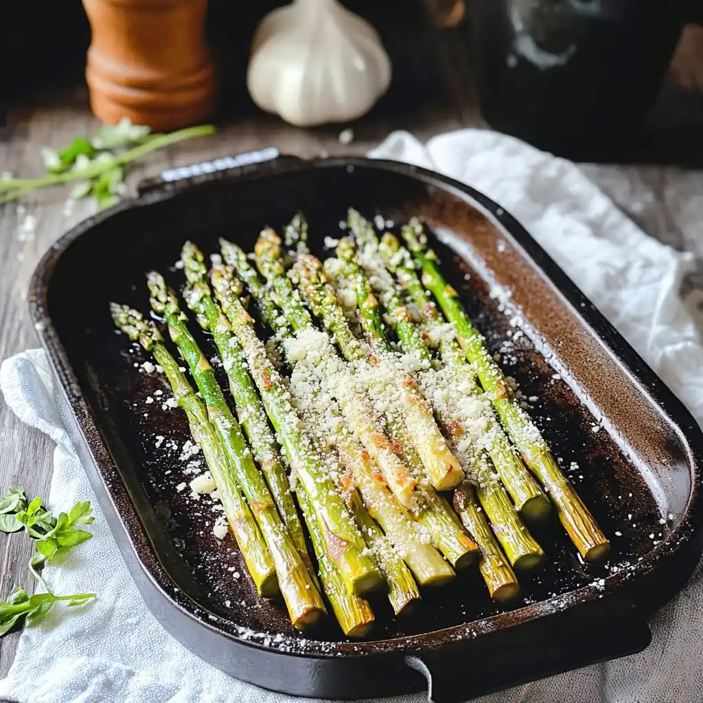 Roasted asparagus with parmesan, lemon, and garlic
