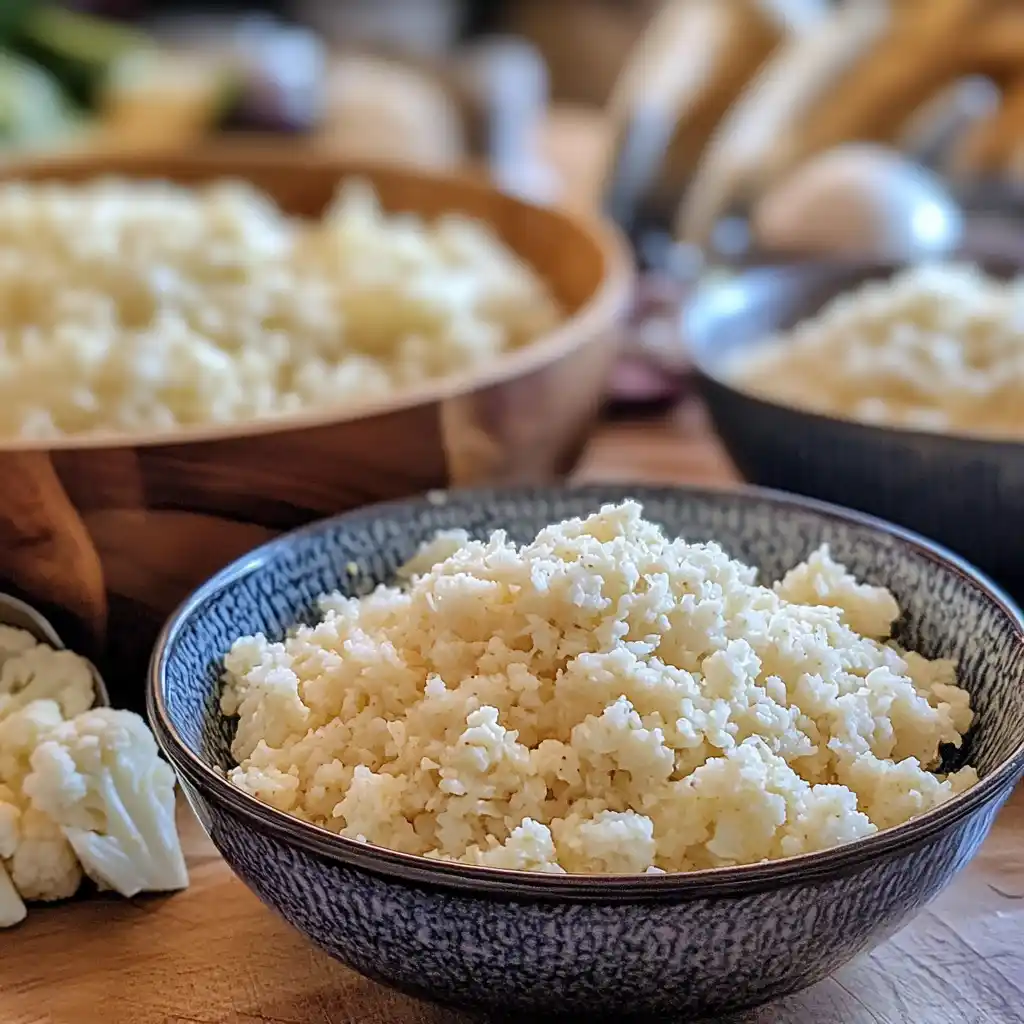 Cauliflower rice for low-carb fried rice recipe