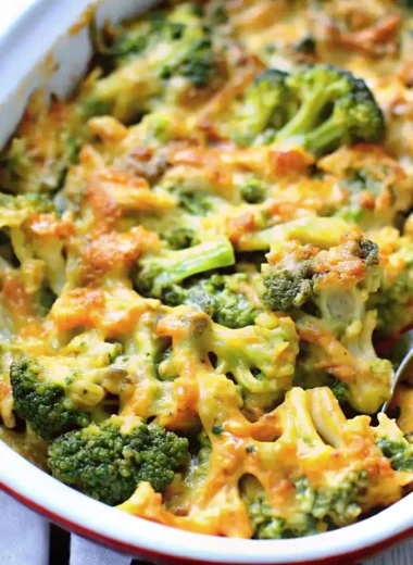broccoli cheese casserole with golden topping