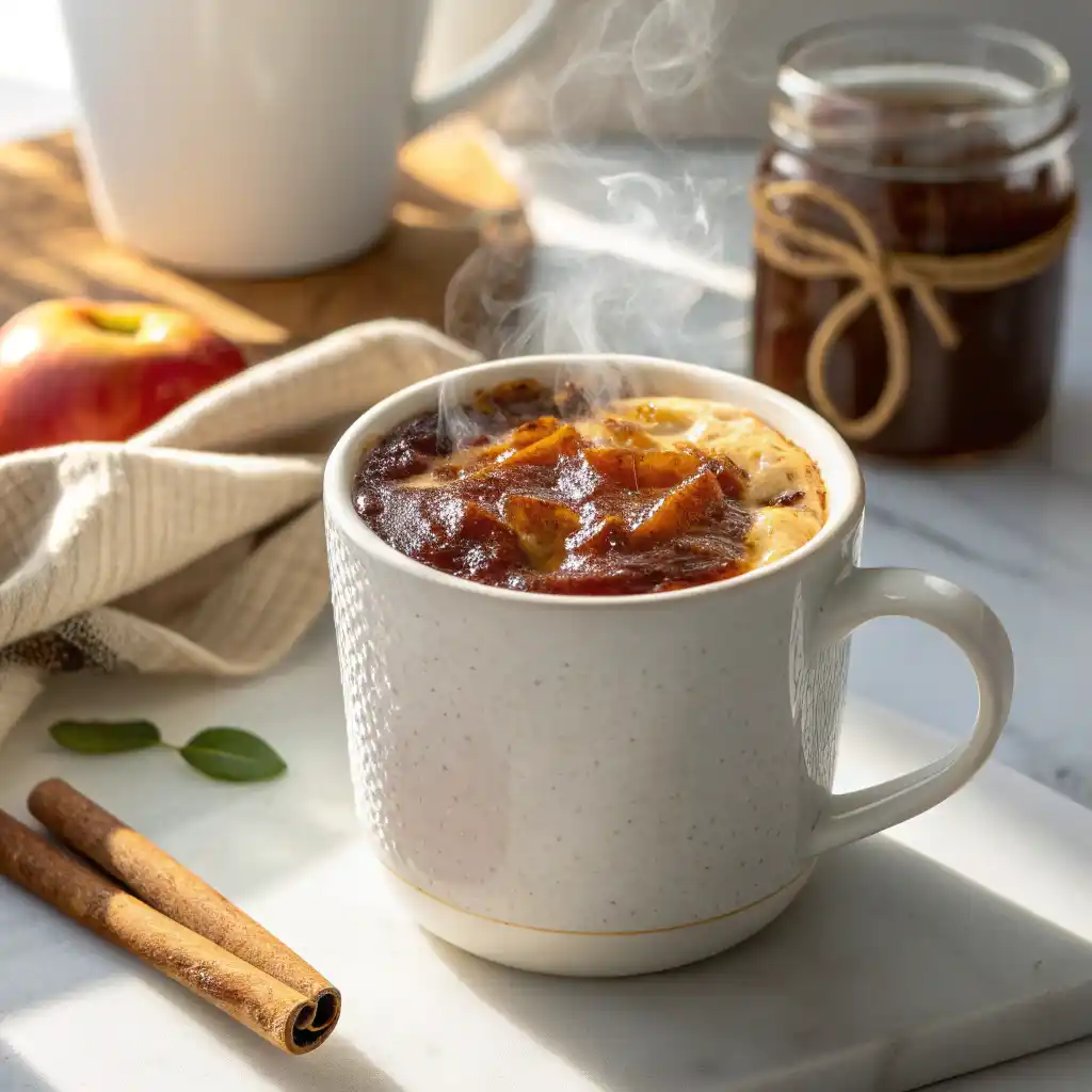 Prune juice and butter recipe in ceramic mug with golden butter sheen and cinnamon on wooden table for natural digestive relief