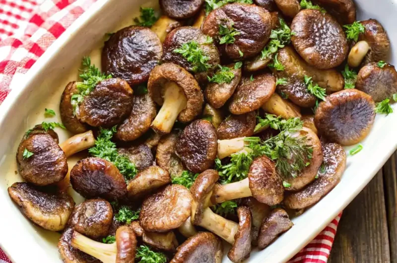 Fresh shiitake mushrooms close-up on wooden table