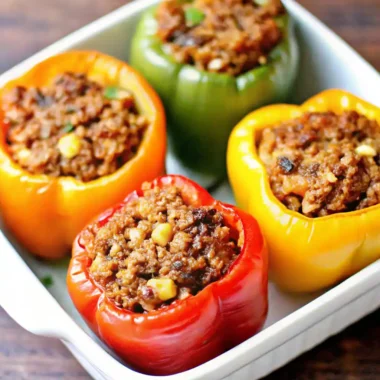 Stuffed Peppers Without Rice on table