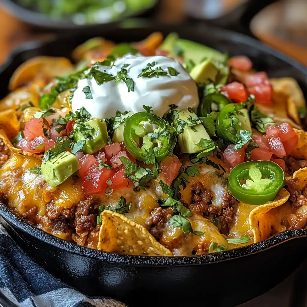tex-mex taco easy casserole recipe in cast iron dish