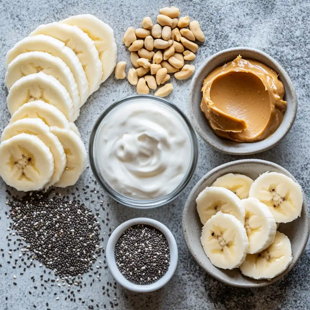  Ingredients for high protein smoothie recipes including yogurt and chia