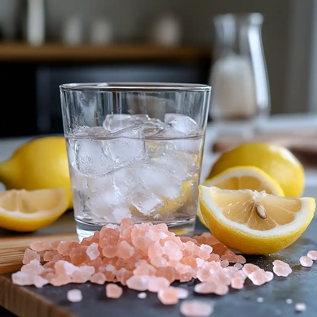 Pink salt and lemon ready for detox recipe