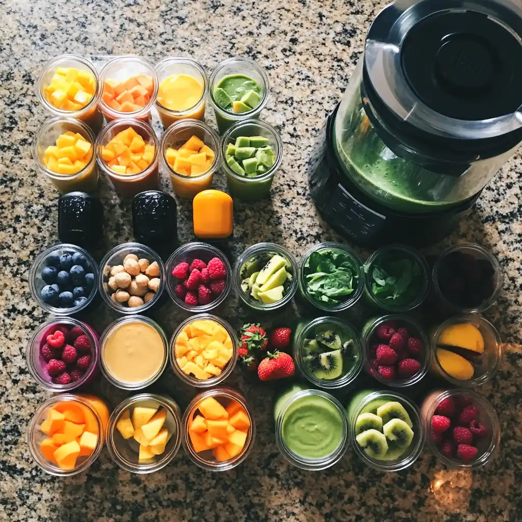 Weekly smoothie meal prep bags for high protein recipes