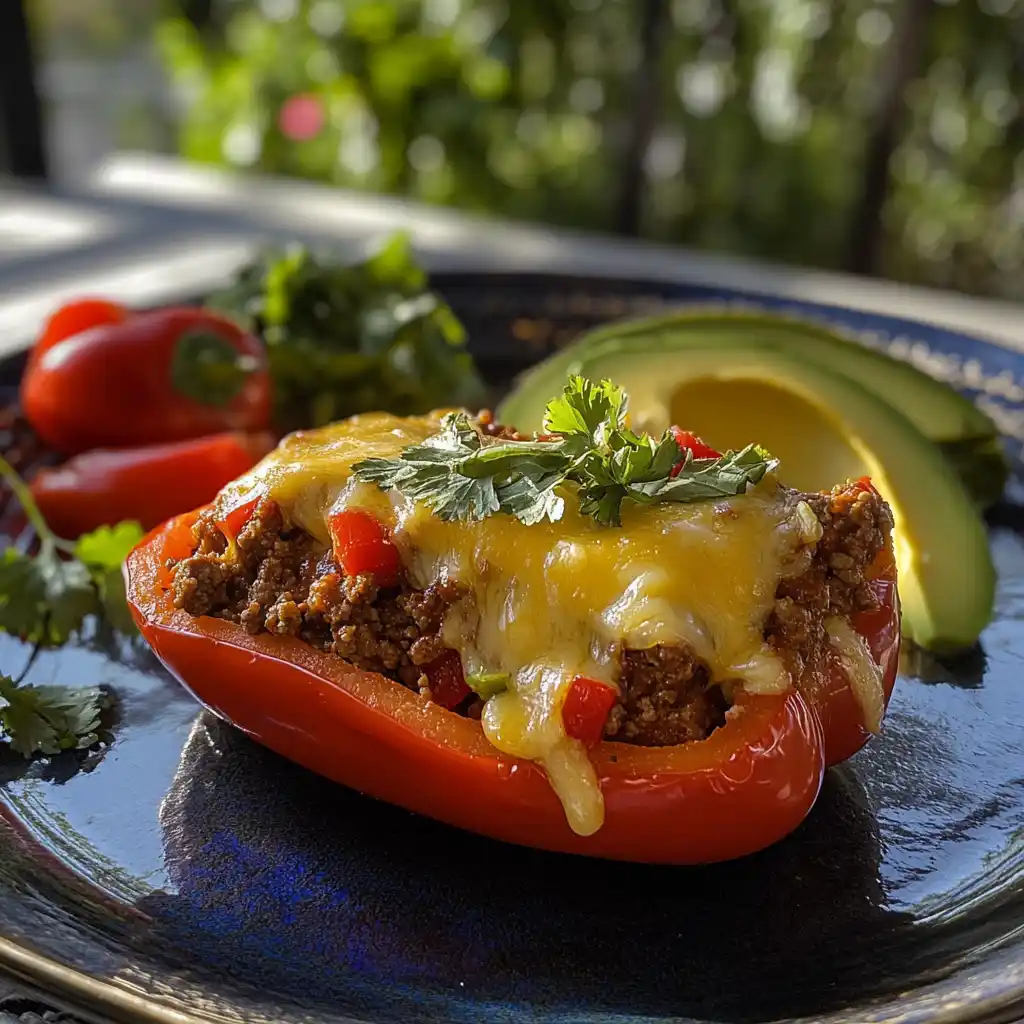 Taco-stuffed pepper recipe with ground beef