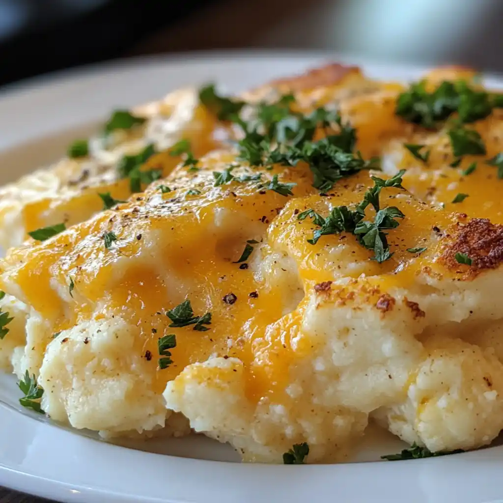 garlic-cheddar-creamy-cauliflower-mash