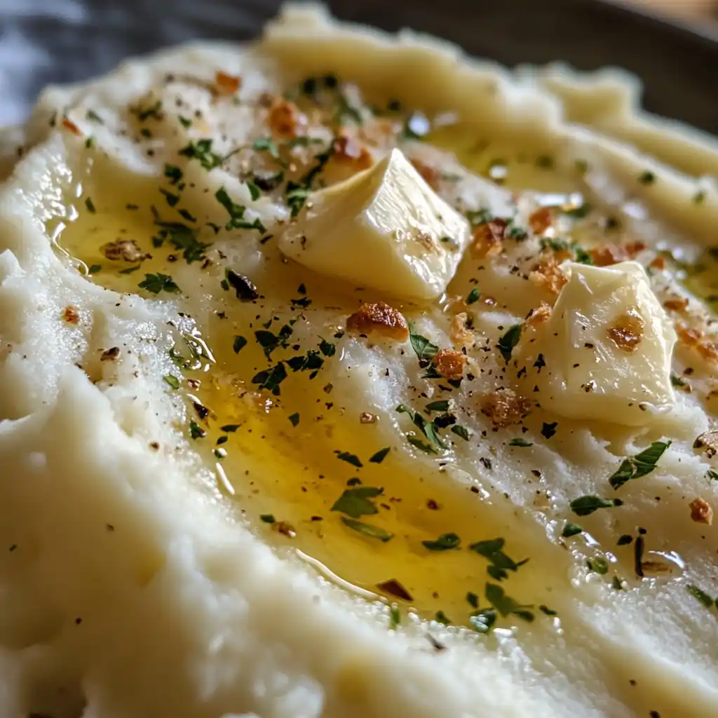 Mashed cauliflower with garlic and herbs