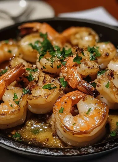 sautéed shrimp in garlic butter sauce close-up