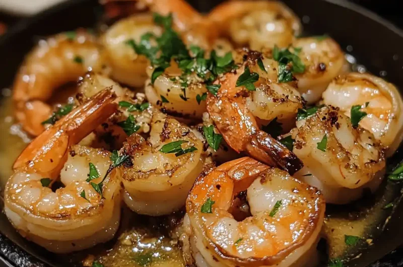 sautéed shrimp in garlic butter sauce close-up