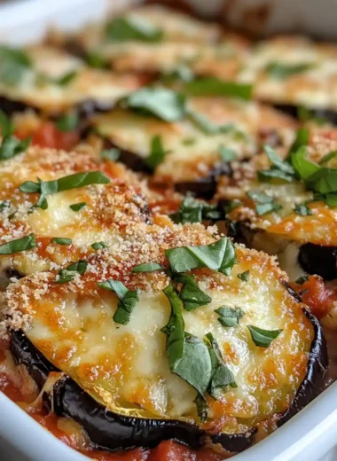keto eggplant parmesan baked with mozzarella and basil