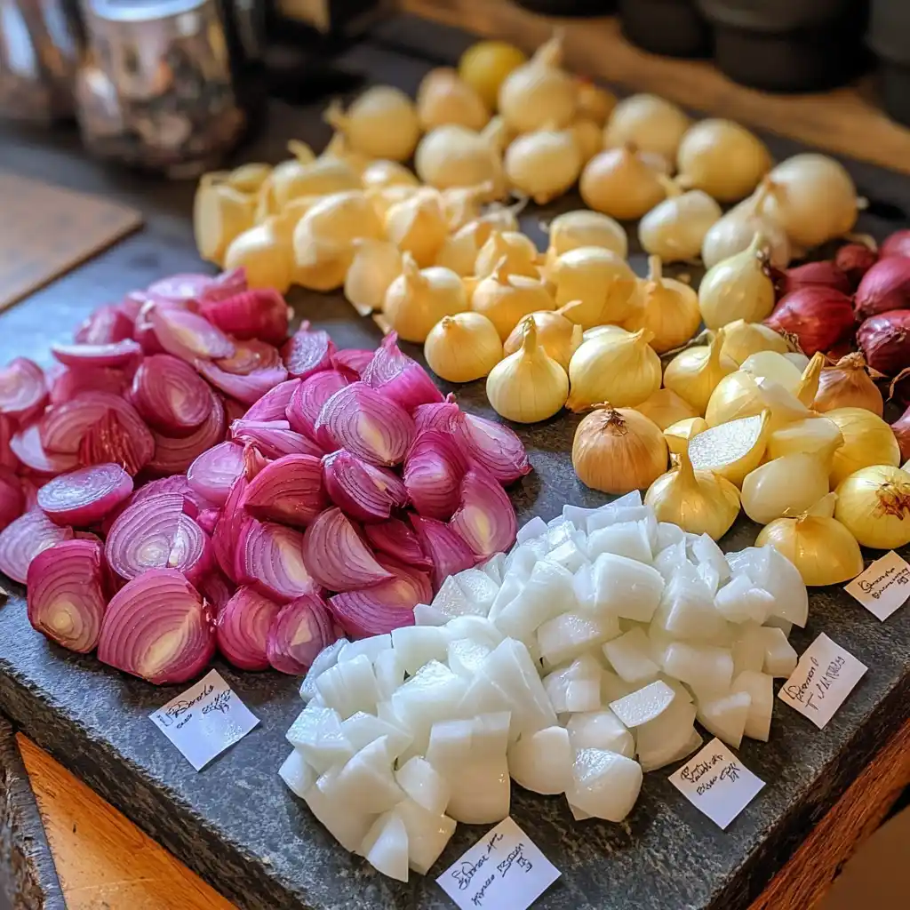 Onion types for caramelizing – yellow, red, sweet, white