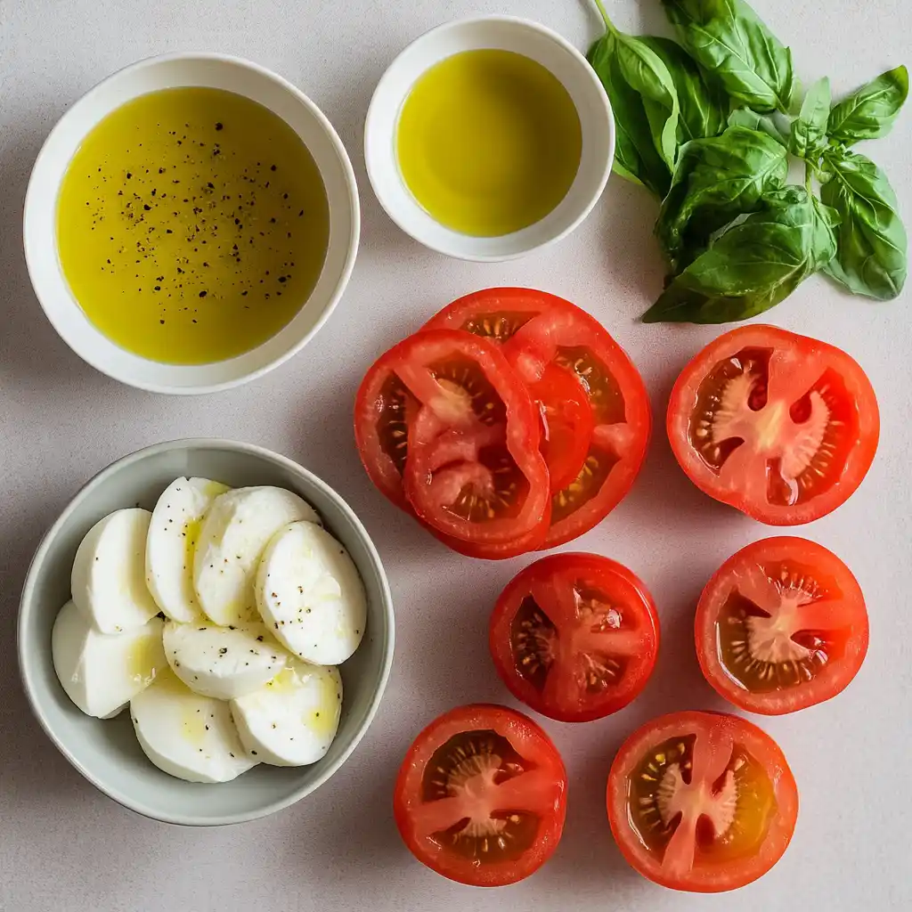 Step-by-step Caprese Salad preparation process