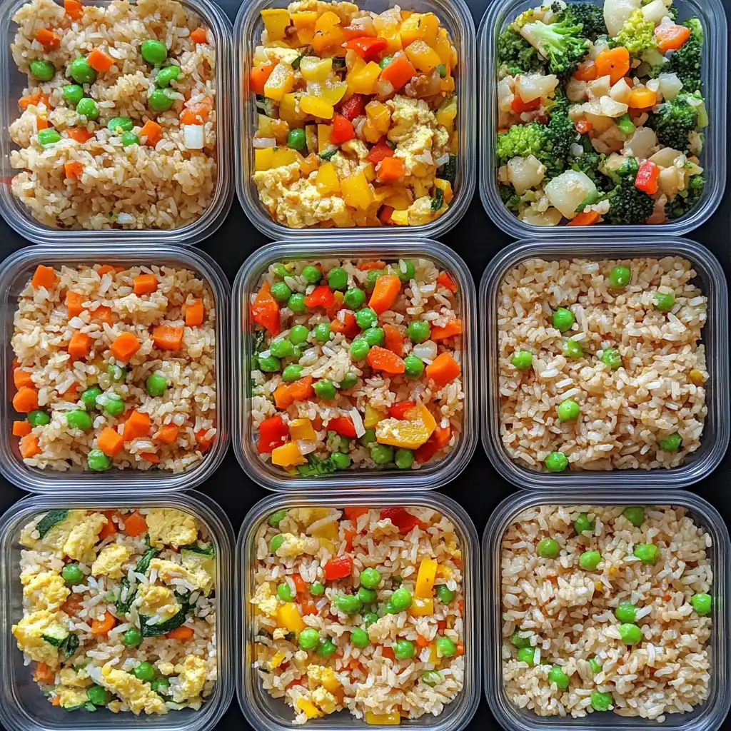 Meal prep low-carb fried rice recipe containers