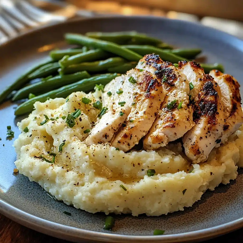 Mashed cauliflower with grilled chicken