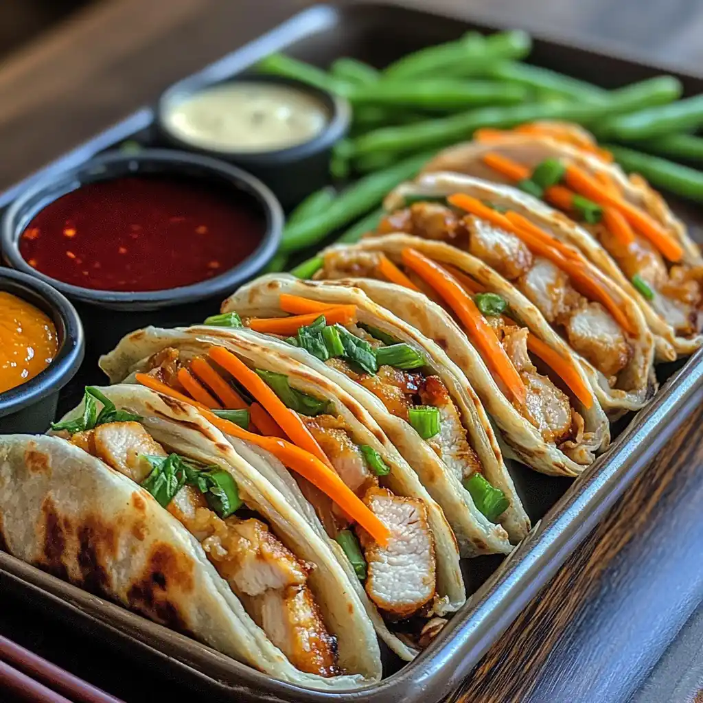 Moo Shu Chicken wraps ready to serve with hoisin