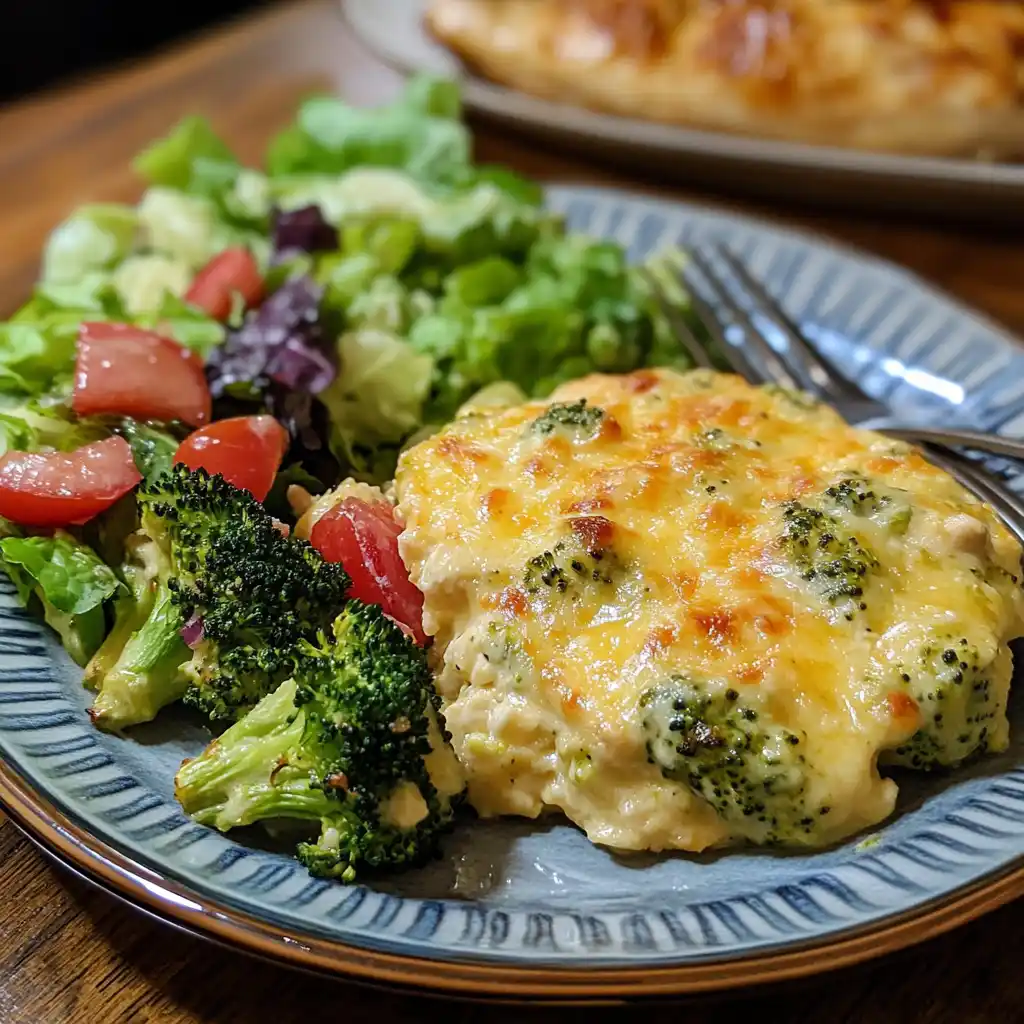 broccoli cheese casserole with roast chicken