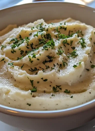 Creamy mashed cauliflower in a bowl