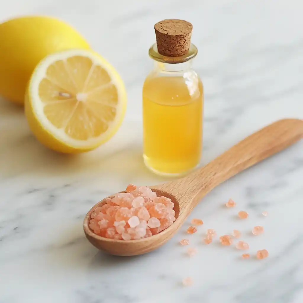ingredients for bottled lemon juice pink salt drink