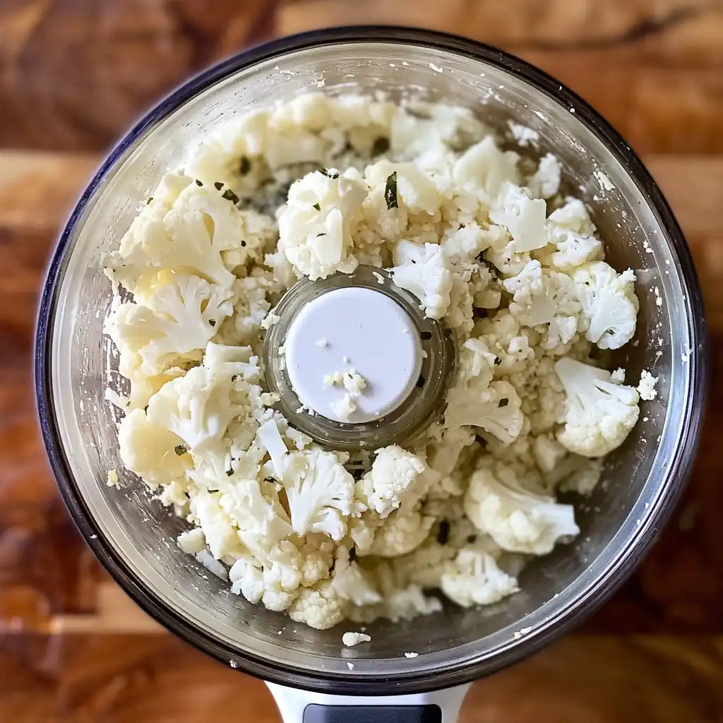 Cauliflower in a food processor for mashing
