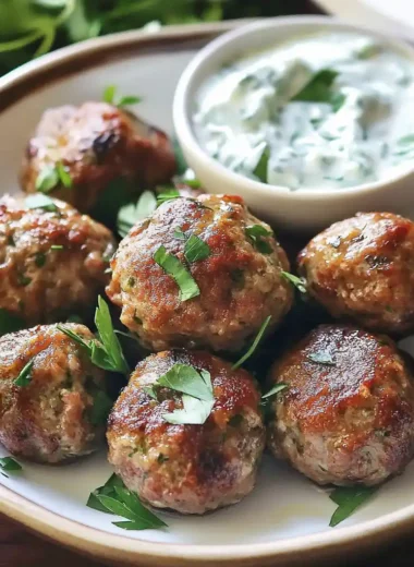 Juicy lamb meatballs with tzatziki