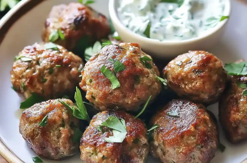 Juicy lamb meatballs with tzatziki