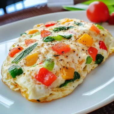 Egg white omelette with veggies on plate