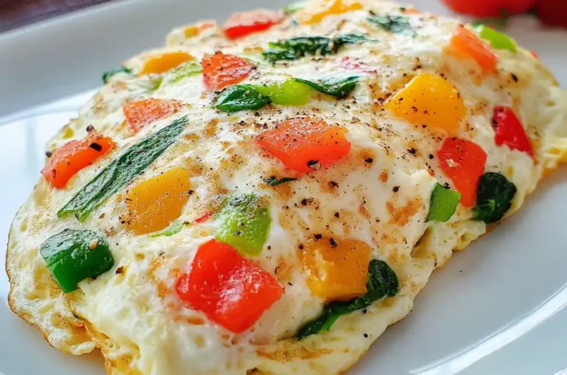 Egg white omelette with veggies on plate