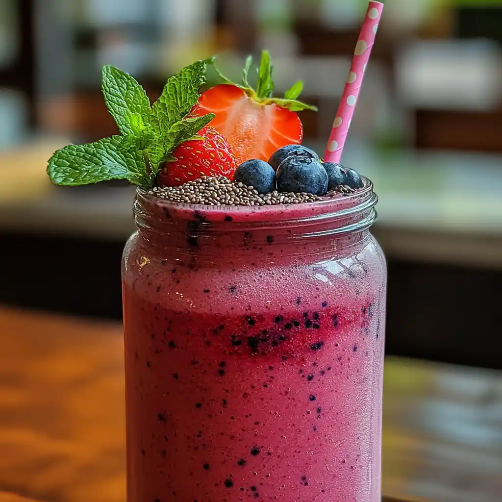 protein-packed berry smoothie with fresh toppings