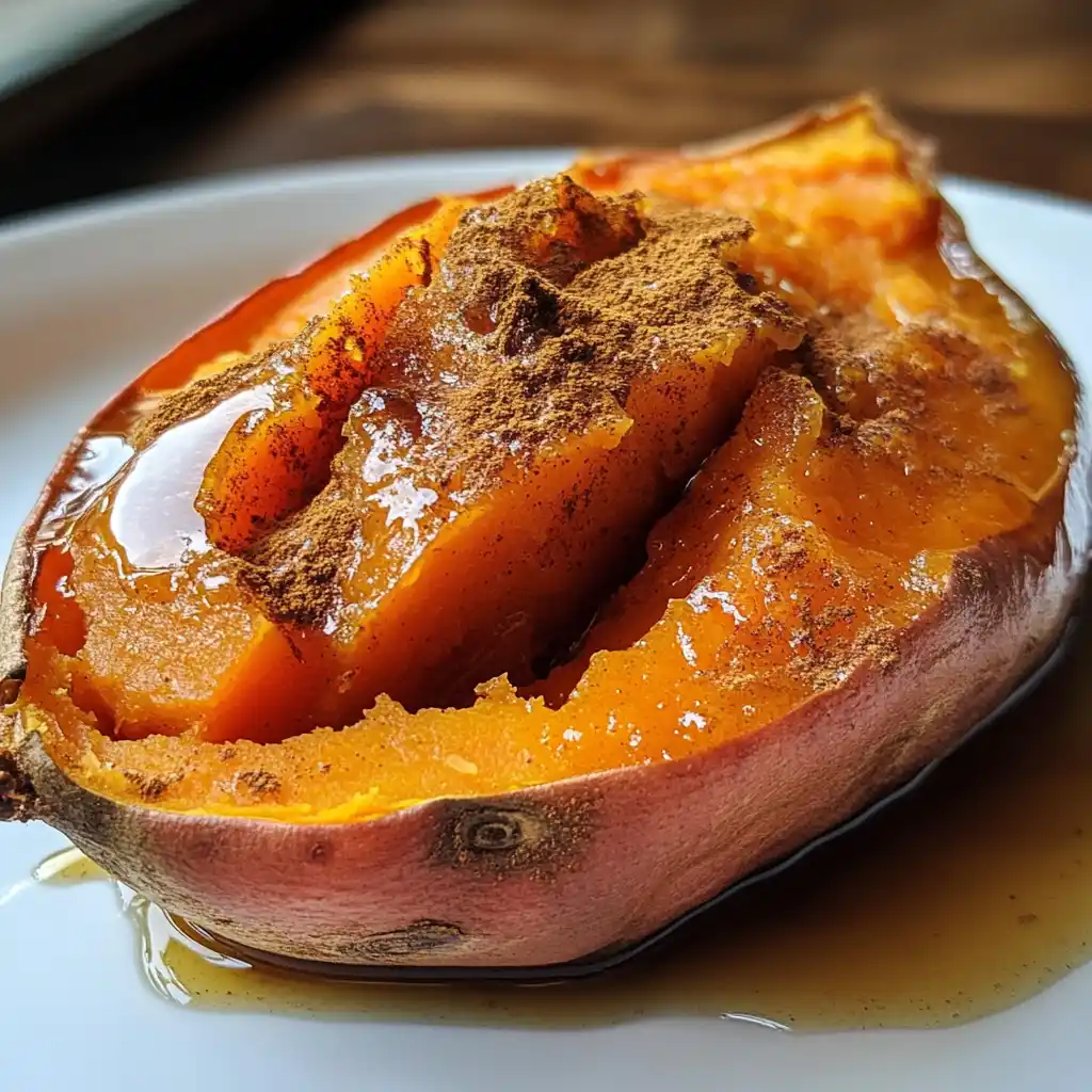 microwave sweet potato with cinnamon topping