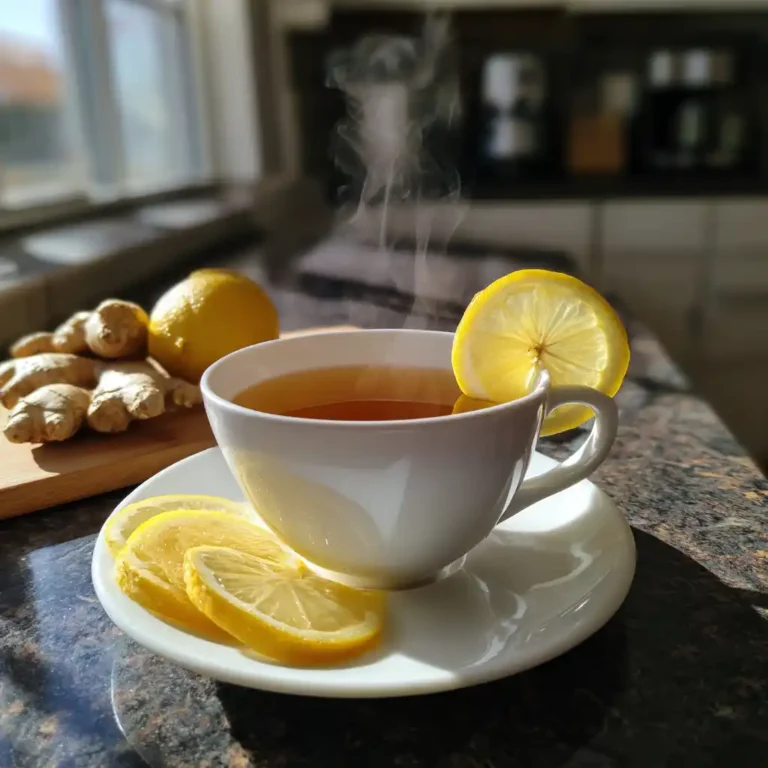 Detox cleansing tea with lemon and ginger