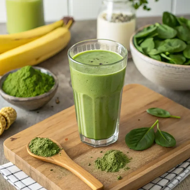 Matcha Green Tea Smoothie with banana and spinach