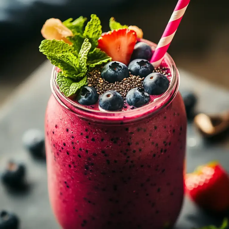 protein-packed berry smoothie with fresh toppings