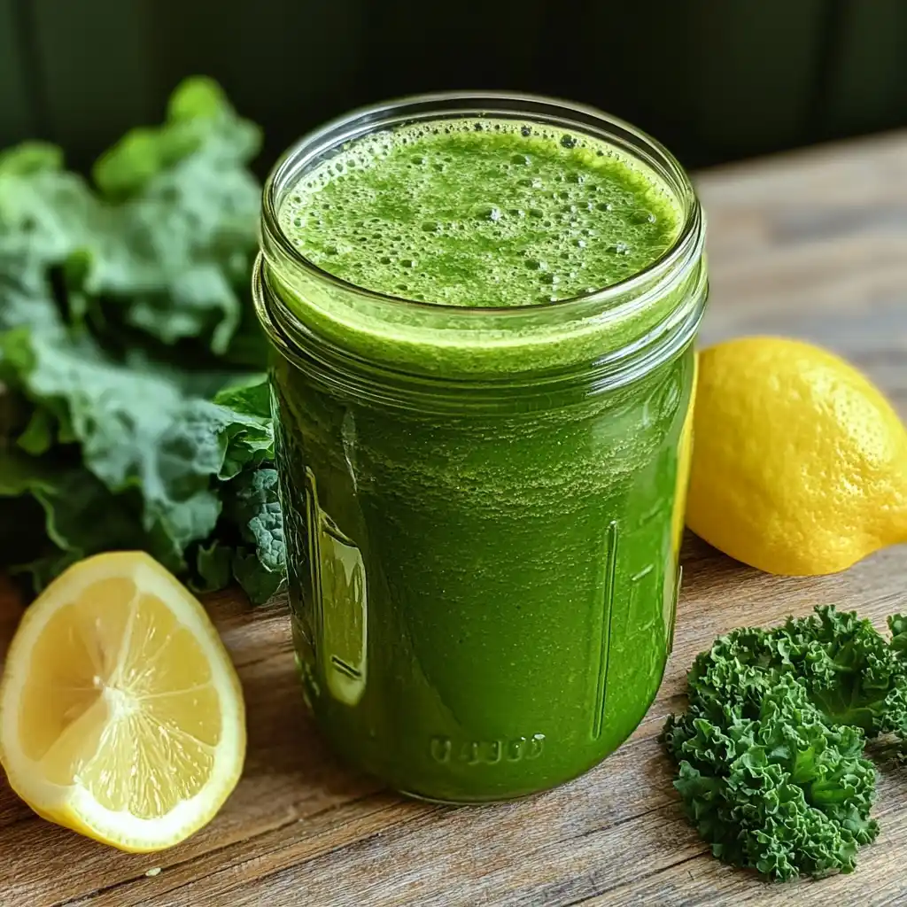 Green detox smoothie with fresh ingredients