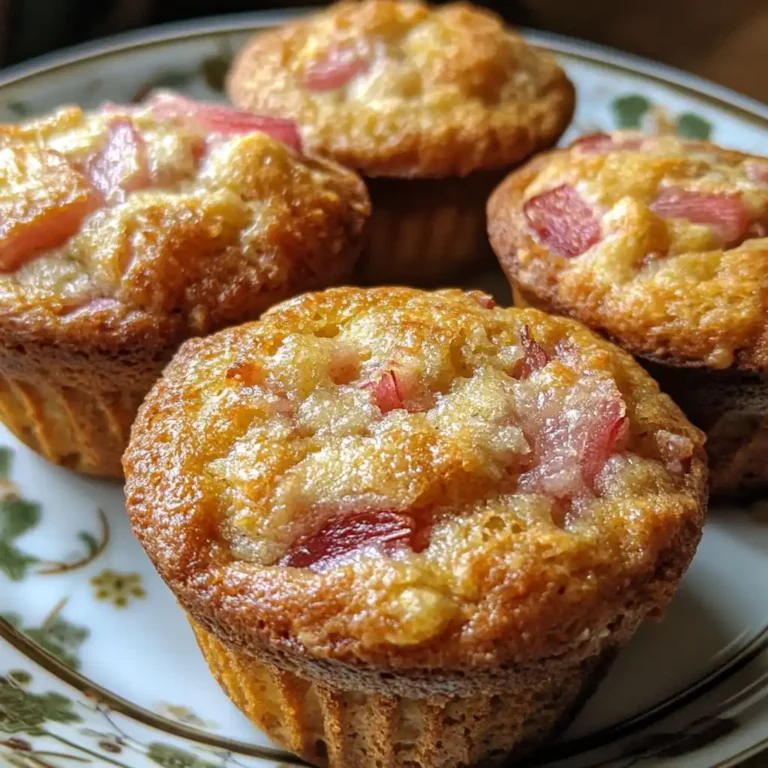 Freshly baked rhubarb muffins with Greek yogurt on a wooden table