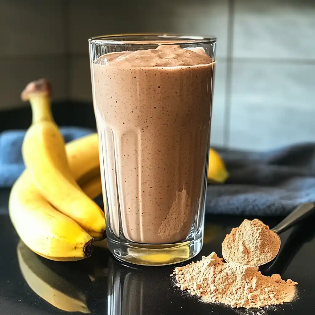 Chocolate banana protein smoothie for muscle recovery