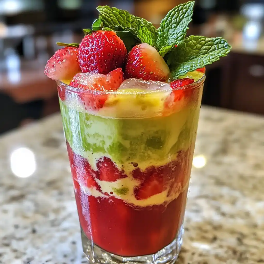 strawberry low calorie iced matcha latte variation
