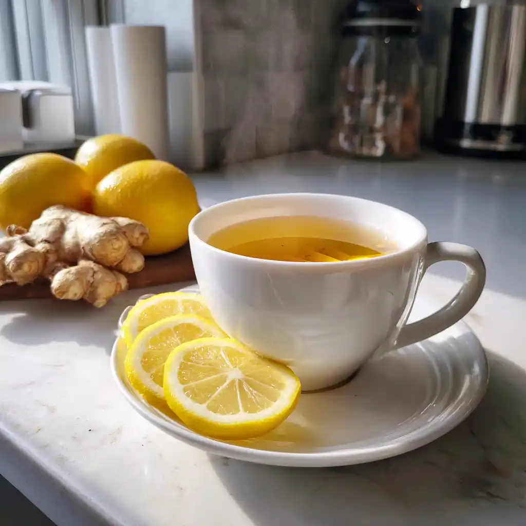 Detox cleansing tea with lemon and ginger