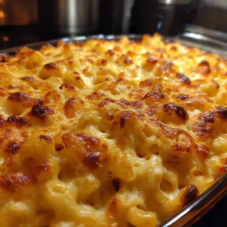 baked cheesy cavatappi pasta in casserole dish