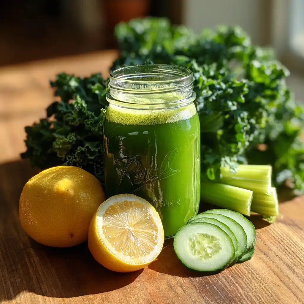 green juice detox with kale and lemon