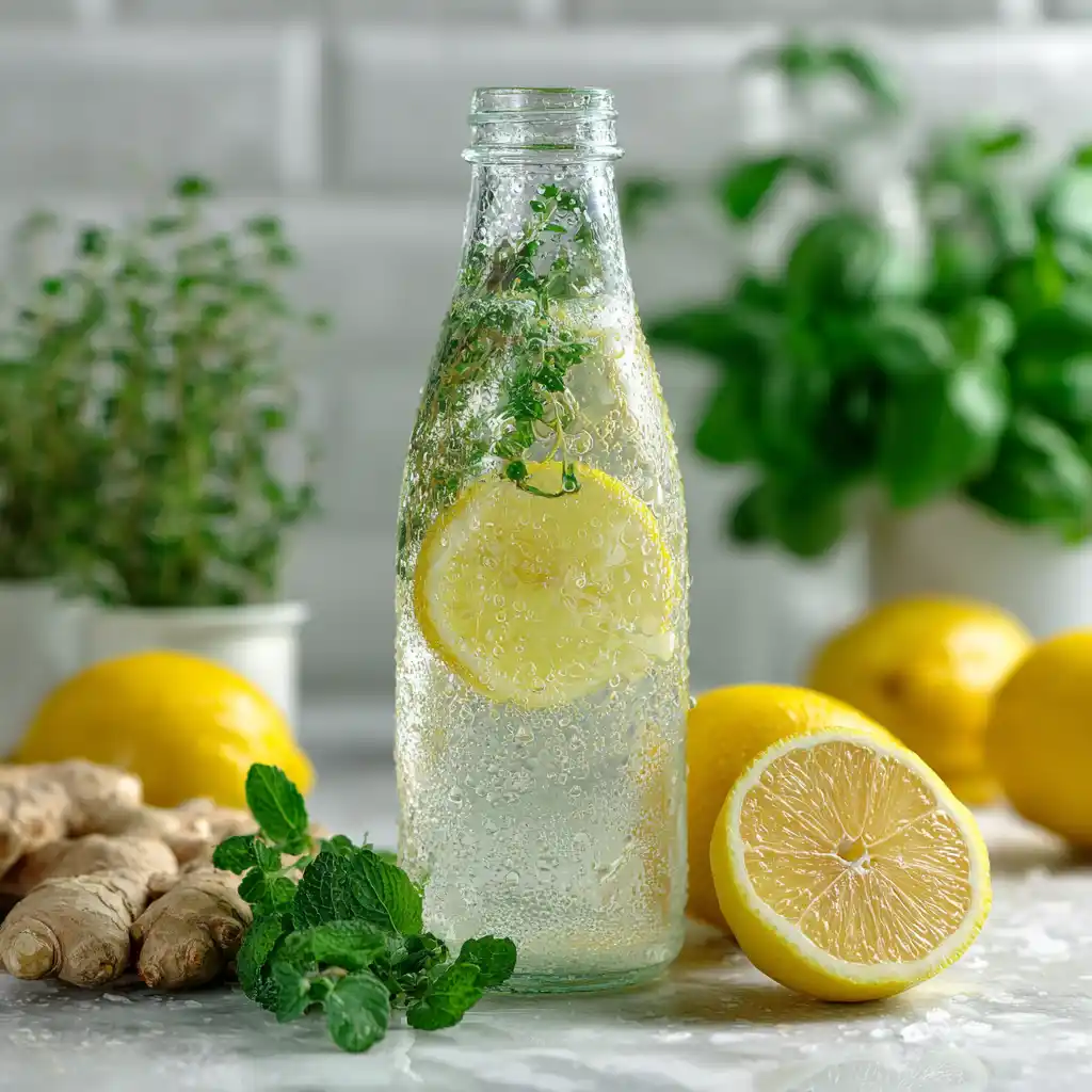 THC detox drink with lemon and ginger ingredients