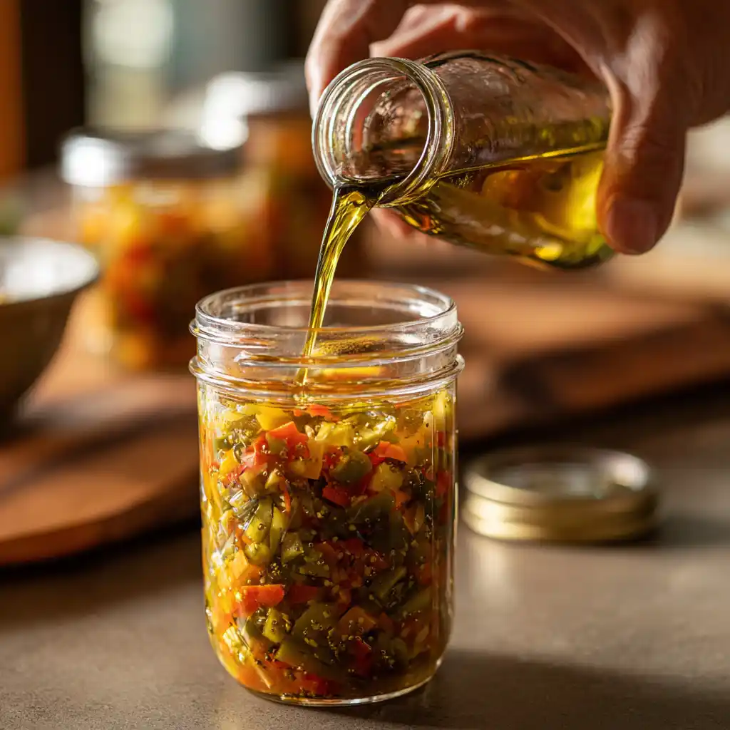 Making giardiniera peppers at home