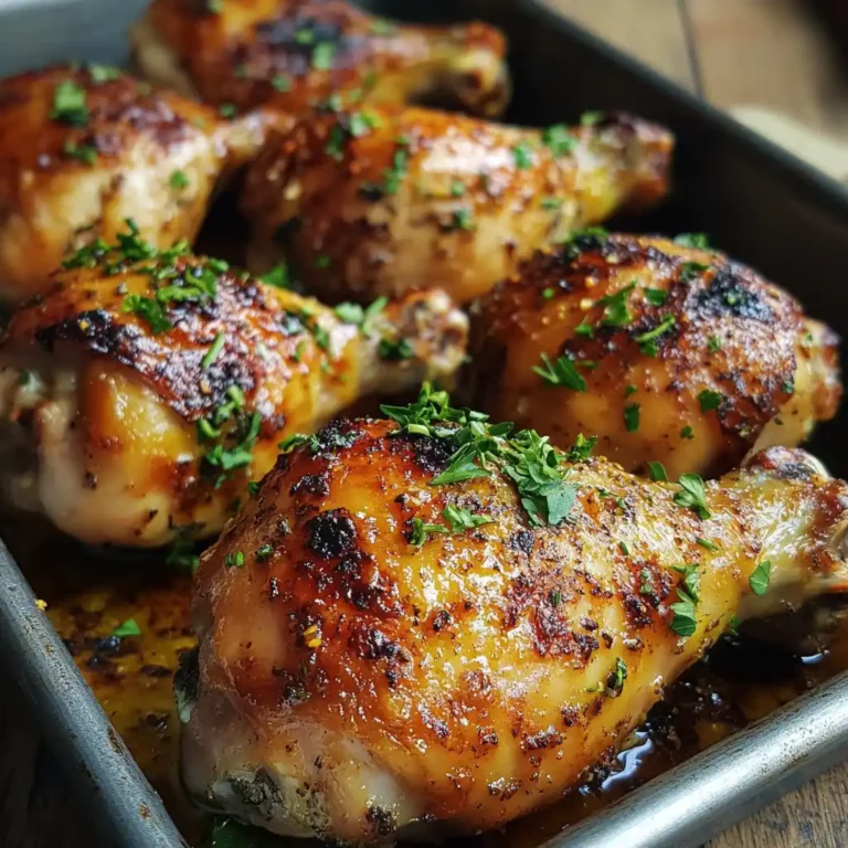 crispy chicken drumsticks in oven with golden skin and herbs