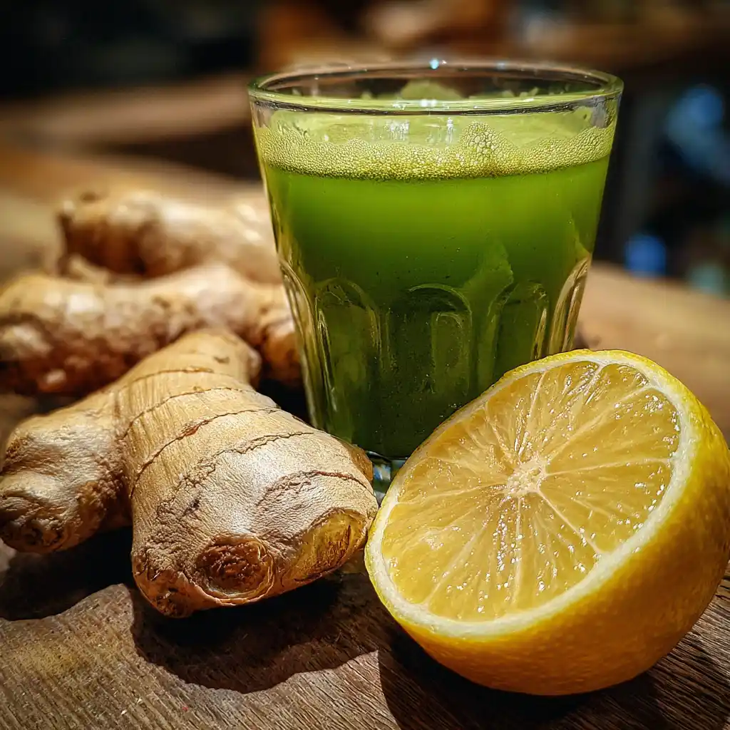green juice detox with ginger and lemon