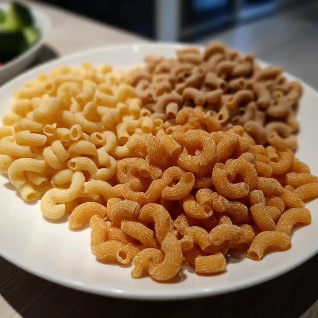 types of cavatappi pasta: regular, whole wheat, chickpea